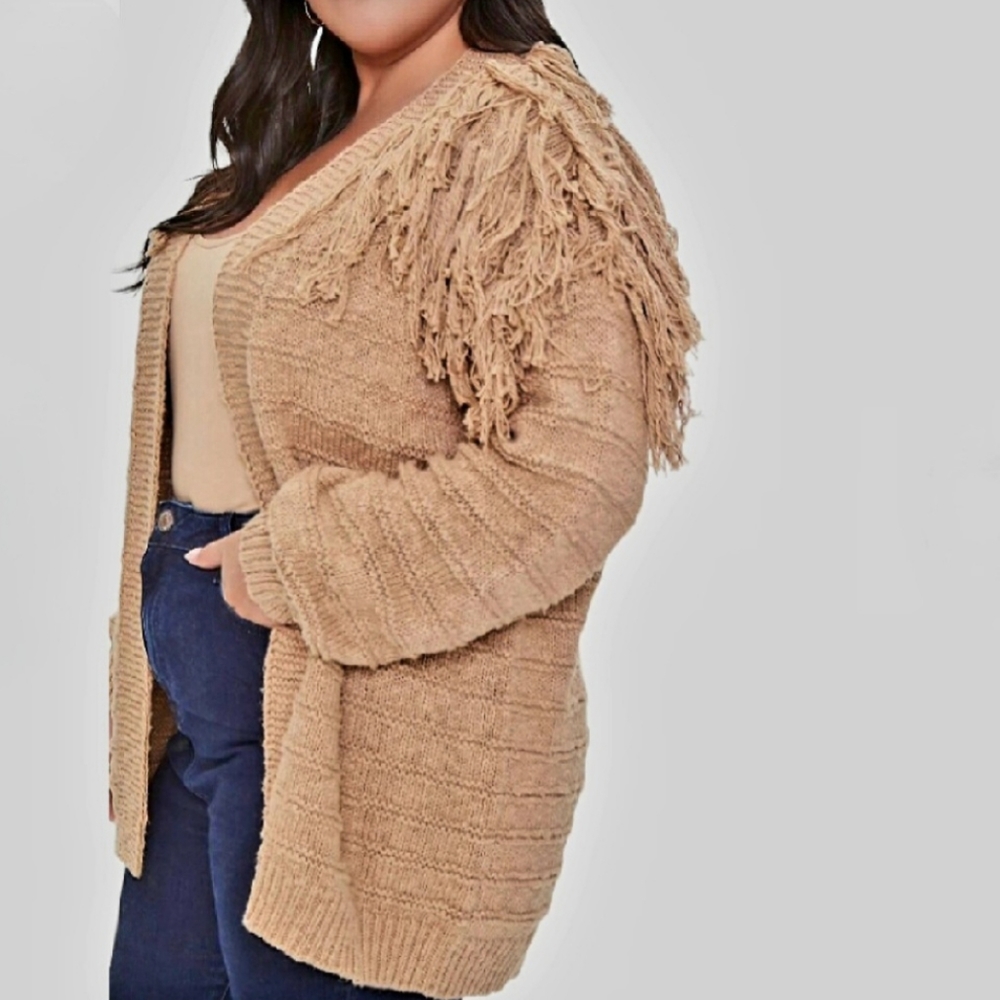 Forever 21+ Cardigan Sweater with Fringes